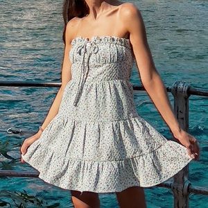 Floral Strapless Tiered Dress